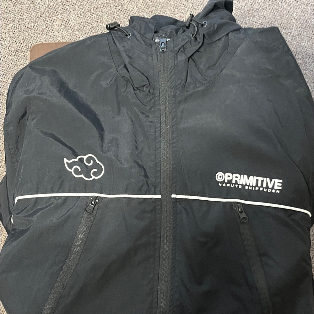 Primitive Black Hooded Jacket with Cloud Design